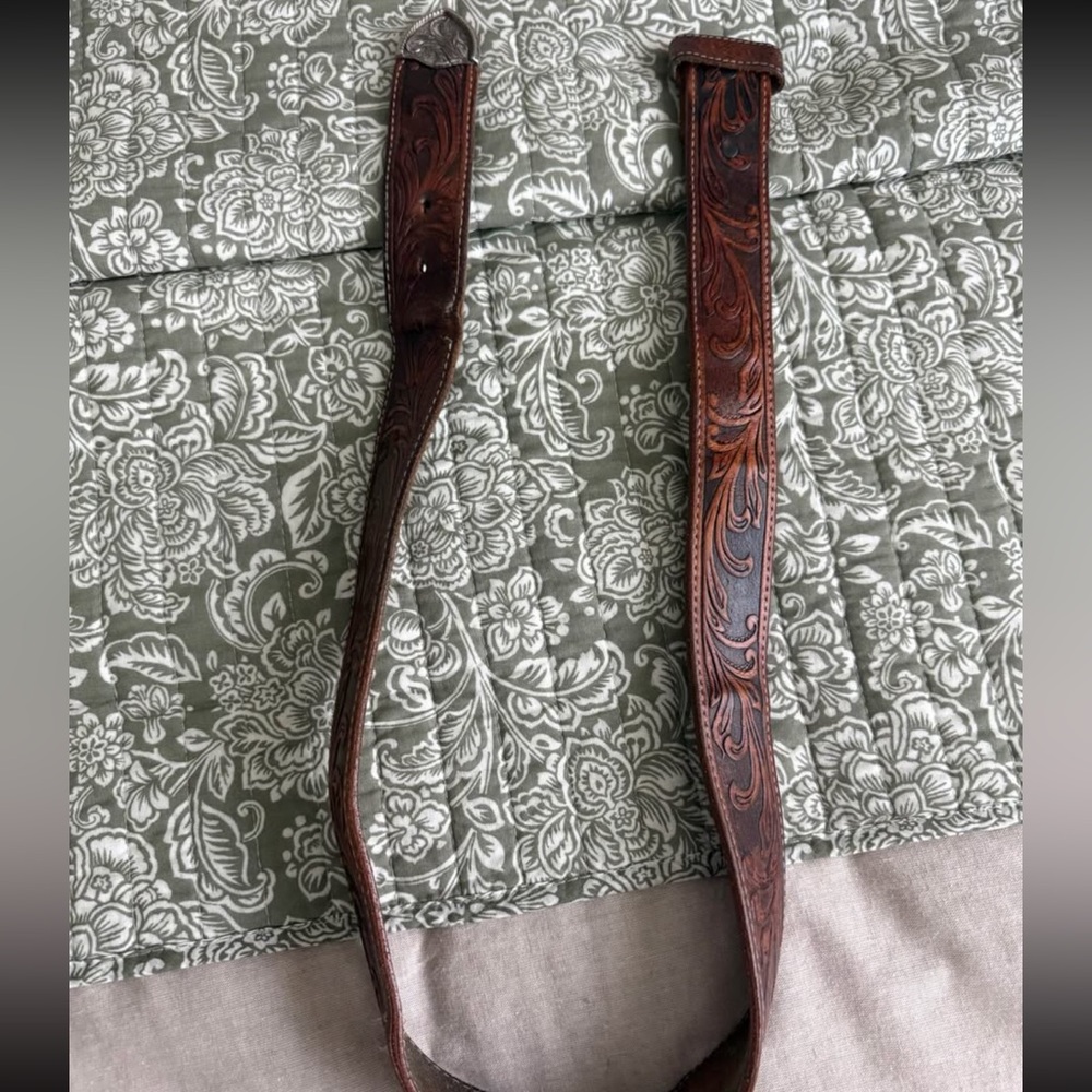 Brown Tooled Leather Belt size 34